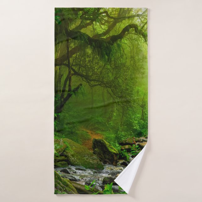 Nepal-Dschungel mit Flussdschungel, Wald, Boden, F Badehandtuch (Badehandtuch)