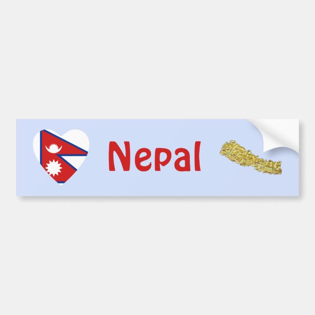 Nepal Flag Herz + Karte Autoaufkleber (Vorne)
