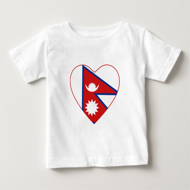 Nepal Flag Herz T - Shirt (Vorderseite)