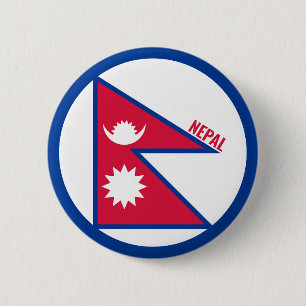 Nepal Flag Inschrift Rot-Blau-weiße Jungtiere Button