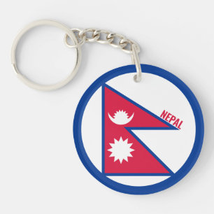 Nepal Flag Inschrift Rot-Blau-weiße Jungtiere Schlüsselanhänger