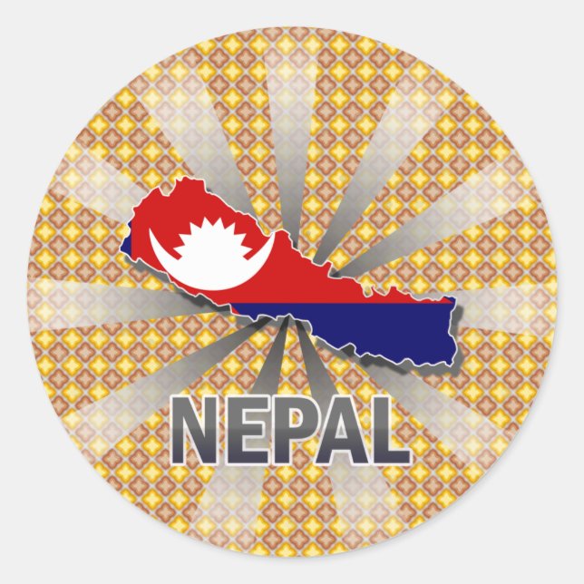Nepal Flag Map 2.0 Runder Aufkleber (Vorderseite)