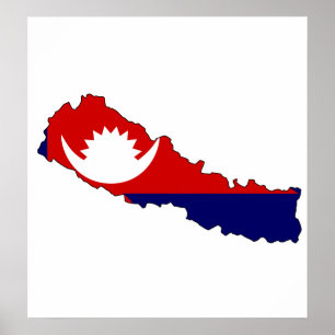Nepal Flag Map in voller Größe Poster