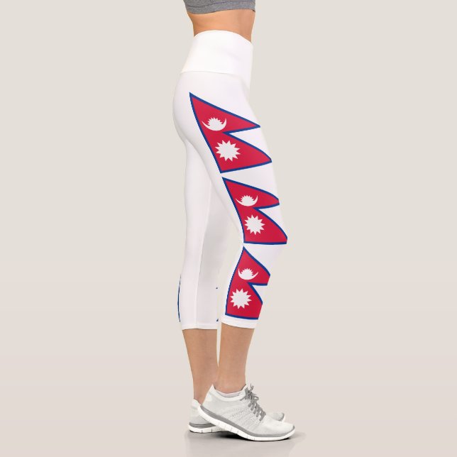 Nepal-Flagge Capri Leggings (Rechts)