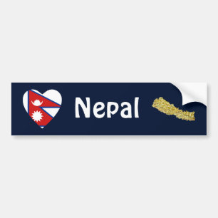 Nepal-Flagge Herz + Karte Aufkleber Autoaufkleber