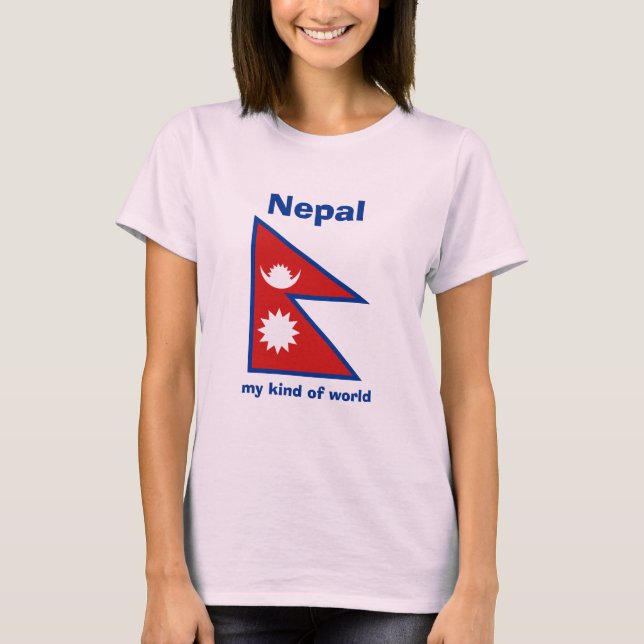 Nepal-Flagge + Karte + Text-T - Shirt (Vorderseite)