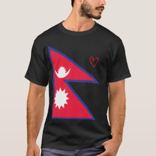 Nepal-Flagge Nepali-Herz Stolzes Erbe Nationales D T-Shirt