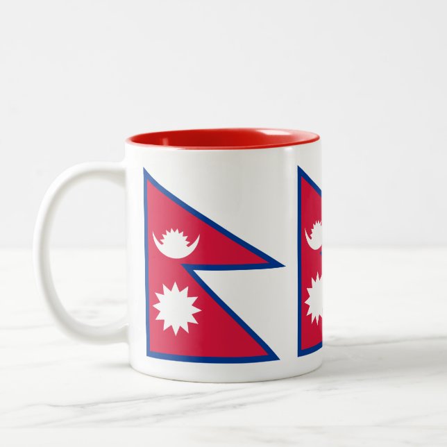 Nepal-Flagge Zweifarbige Tasse (Links)