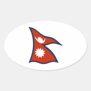 Nepal-Flaggen-Aufkleber Ovaler Aufkleber