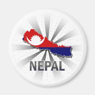 Nepal-Flaggen-Karte 2,0 Magnet