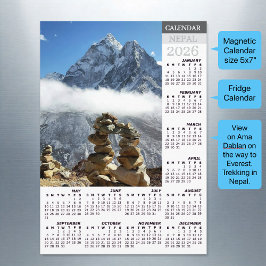 Nepal Fridge Calendar 2026, Ama Dablan, Sagarmatha Magnetkarte