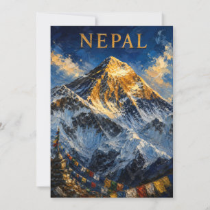 Nepal: Golden Sunrise Mount Everest Art Souvenir Einladung
