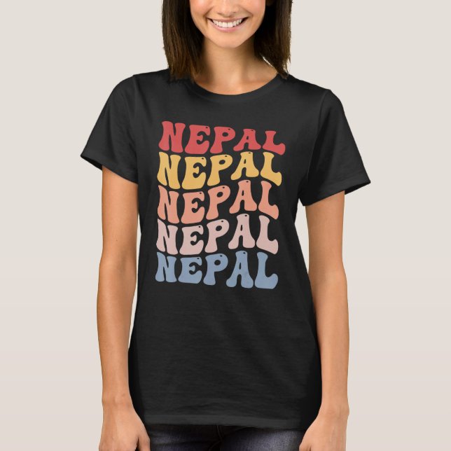 Nepal Groovy Retro Nepali T-Shirt (Vorderseite)
