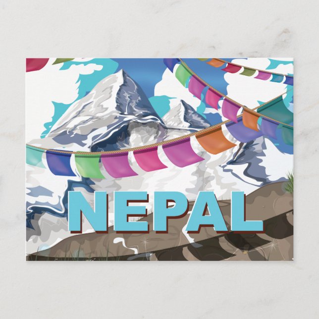 Nepal Himalayan Gebet Fahnen Reiseplakat Postkarte (Vorderseite)