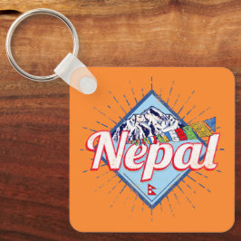 Nepal mit Bergen Retro Fahnen Vintag Urlaub Schlüsselanhänger