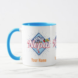 Nepal mit Bergen Retro Fahnen Vintag Urlaub Tasse
