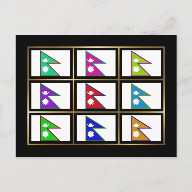 Nepal Multihue Flags Postkarte (Vorderseite)