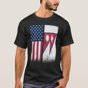 Nepal Nepal Amerikanische Flaggen Stolz USA Nepal T-Shirt