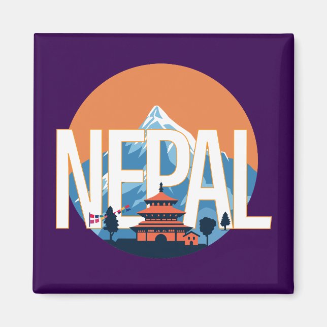 Nepal Temple Mount Everest Magnet (Vorne)