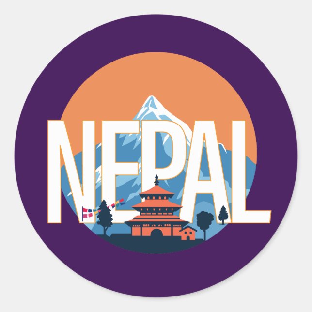 Nepal Temple Mount Everest Runder Aufkleber (Vorderseite)