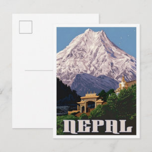 Nepal Vintage Art Reise Postkarte
