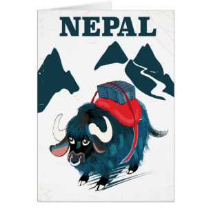 Nepal Yak Vintage-Reiseposter im Stil der Vergange