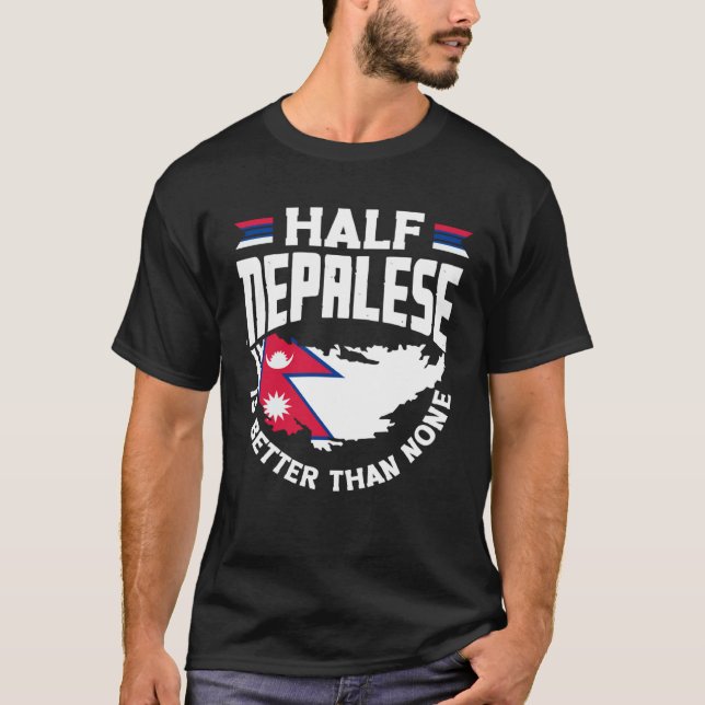 Nepalese Nepal Nepalese Flag Half Nepalese T-Shirt (Vorderseite)