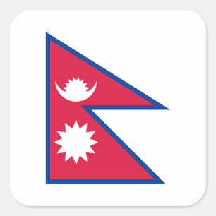 Nepalesische Flagge, Flagge Nepals Quadratischer Aufkleber