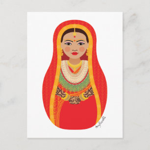 Nepali Bride Matryoshka Postcard Postkarte
