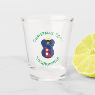 Nepali Engel Weihnachtsflagge Personalisiert Schnapsglas