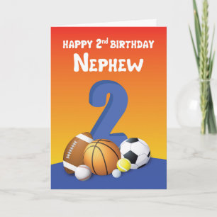 Nephew 2. Geburtstag Sportballs Karte