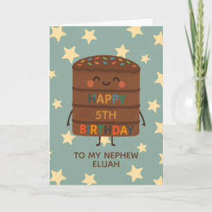 Nephew 5. Geburtstag Niedlicher Choco Cake Karte
