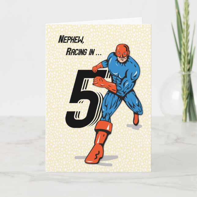 Nephew 5th Birthday Superhero Karte (Vorderseite)
