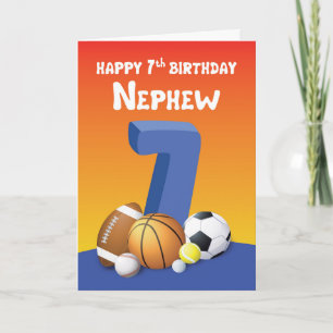 Nephew 7. Geburtstag Sportballs Karte