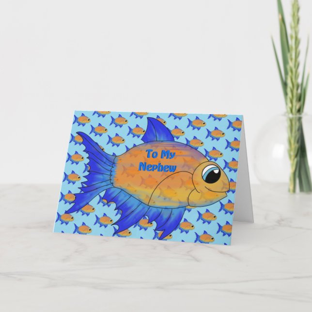 Nephew Birthday Card - Niedliche Fische Karte (Vorderseite)