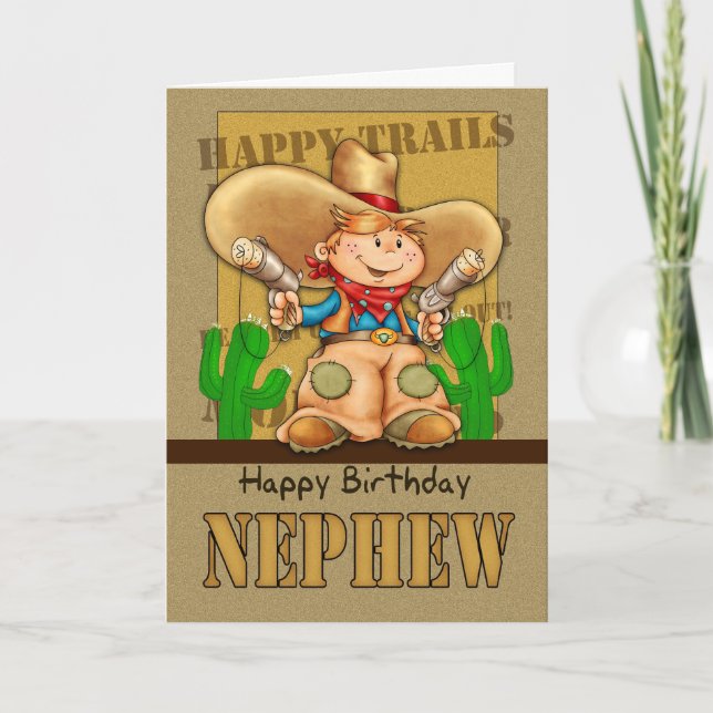 Nephew Cowboy Birthday Card - Rootin' Tootin' Birt Karte (Vorderseite)