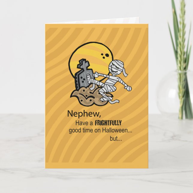 Nephew, ein ängstliches Mummy Halloween Karte (Vorderseite)