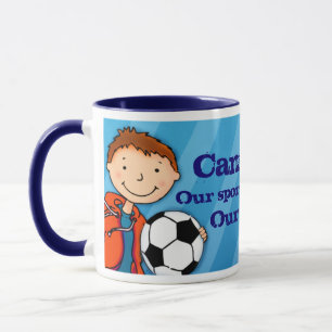 Nephew Fußballfußballheldin "Ihr Name" Tasse blau