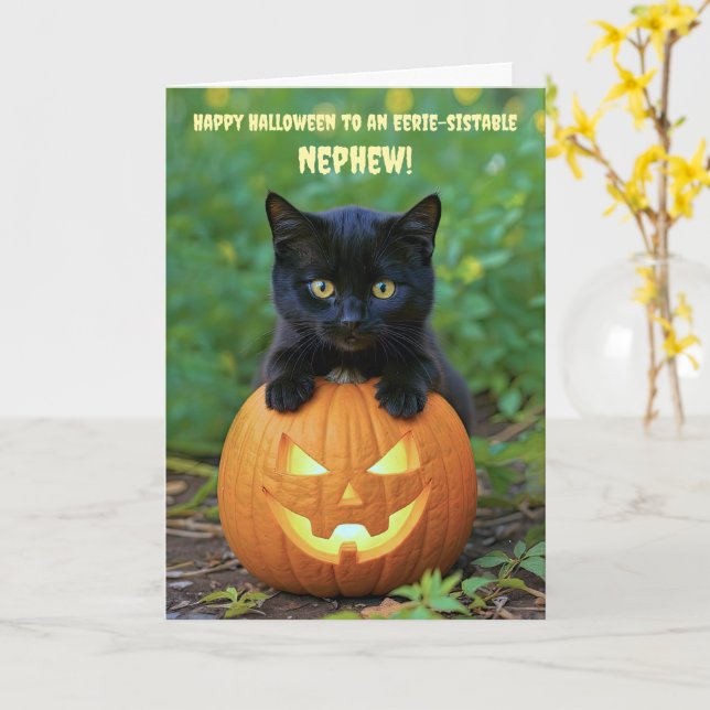 Nephew Niedlich Happy Halloween Niedlich Black Kit Karte (Gelbe Blume)