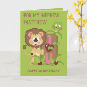 Nephew Niedlich Lion Birthday Wish Karte