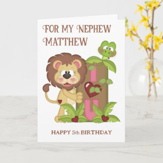 Nephew Niedlich Lion Fifth Birthday Wwünschcard Karte