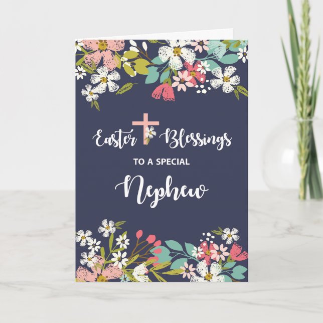 Nephew Ostersegnung der Blume des Risen Christi Karte (Vorderseite)