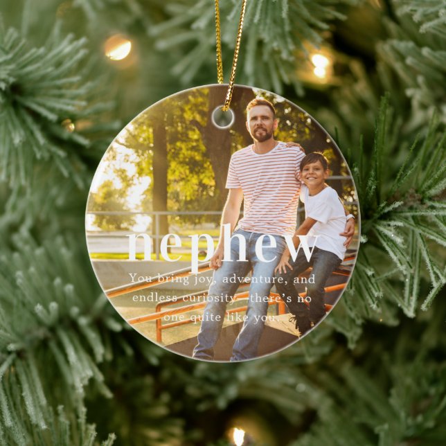 Nephew | Sentimental Foto Keepake Weihnachten Keramik Ornament (Baum)