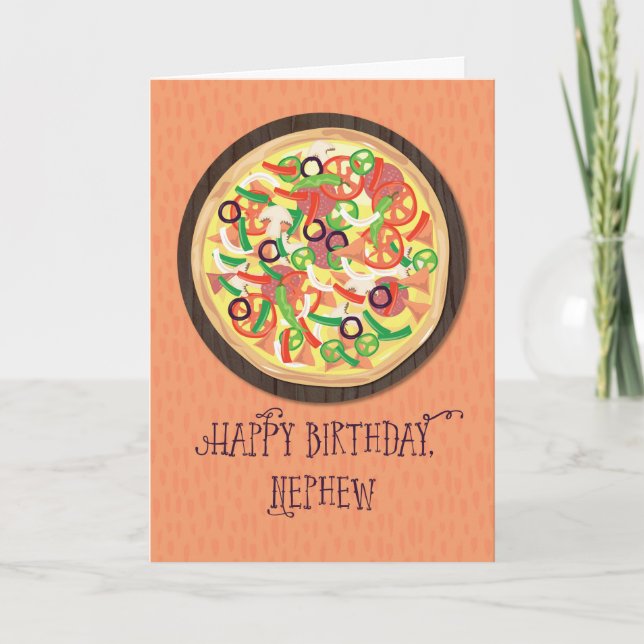 Nephew Tween Teen Pizza Birthday Karte (Vorderseite)