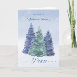 Nephew und Familienurlaub Frieden Evergreen Trees Karte