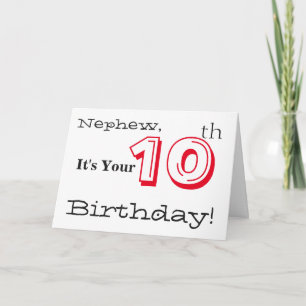 Nephews 10. Geburtstag grüßt in Rot und Schwarz. Karte