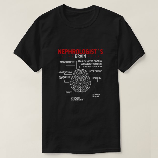 Nephrologe Dr. Brain Kidney Chirurg Tech T-Shirt (Design vorne)