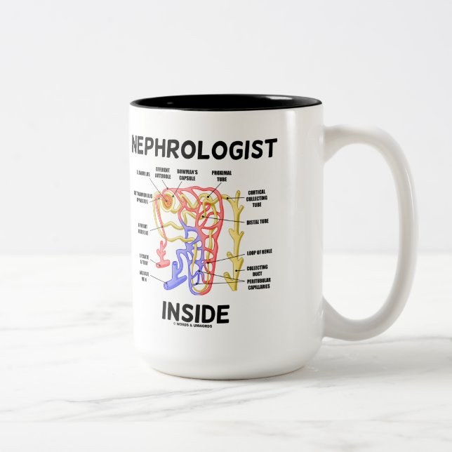 Nephrologe Inside (Niere Nephron) Zweifarbige Tasse (Rechts)