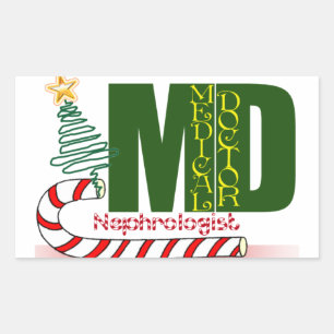 Nephrologe MERRY CHRISTMAS DOCTOR Rechteckiger Aufkleber
