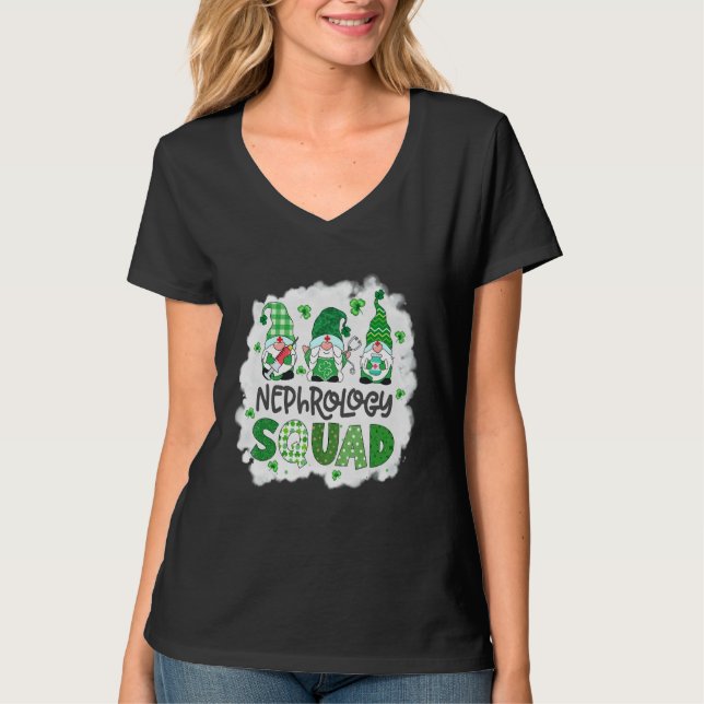 Nephrologie gebleicht Squad Gnomies St Patricks Da T-Shirt (Vorderseite)